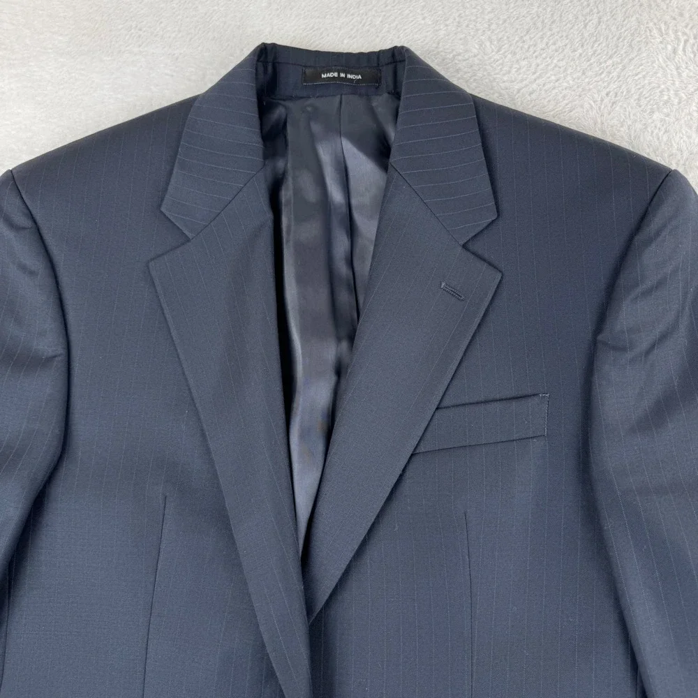 Lauren Ralph Lauren Blazer Mens 38R Navy Blue Pinstripe 100% Wool Suit Jacket